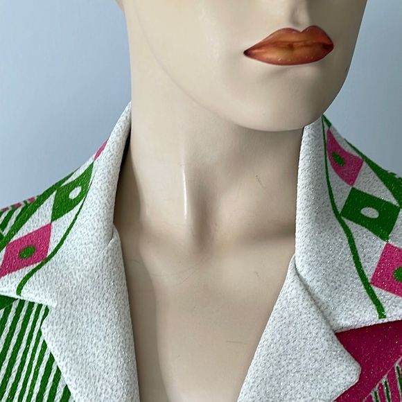 Vintage 1970s Abstract Polyester Button Front Top - Picture 10 of 16